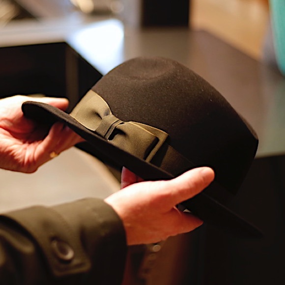 OPTIMO CHICAGO Dark Brown Bison brim hat fedora grosgrain ribbon detail - Picture 14 of 14